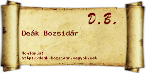 Deák Bozsidár névjegykártya